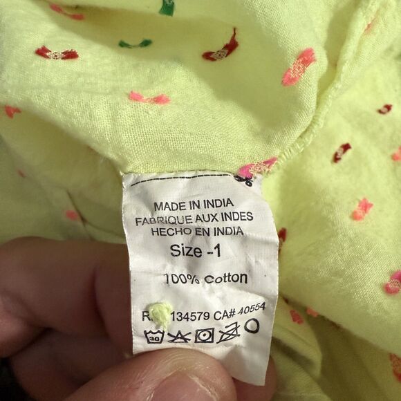 Sundry Women's Small (1) Yellow Polka Dot Gauze Cotton Button Down Coastal Shirt - Picture 5 of 6